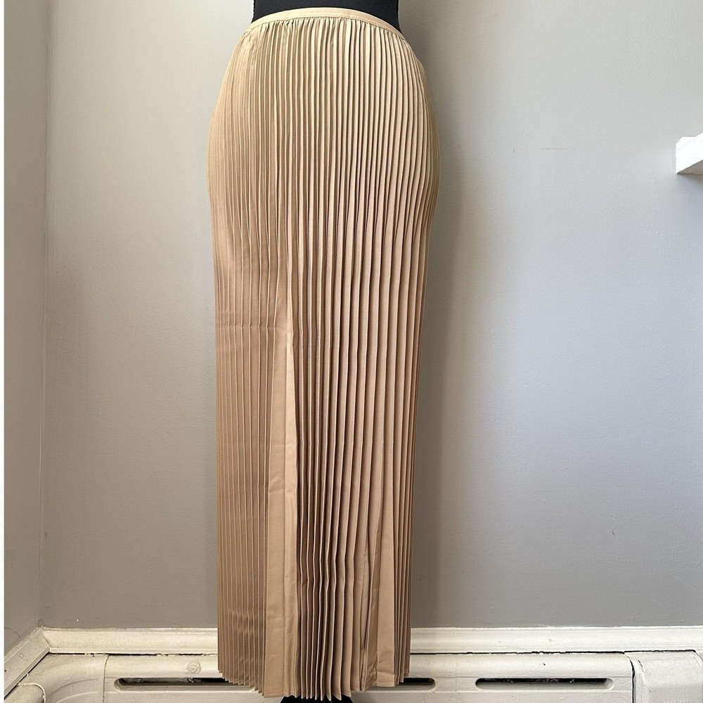 Eileen Fisher Women Pleated Skirt Small‎ Biscuit Tan Wool Silk Maxi NWT